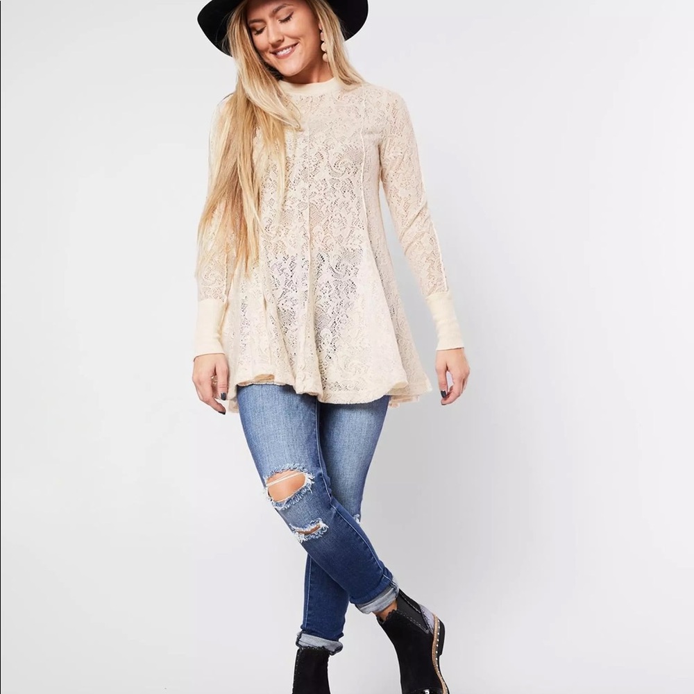 Free People Coffee in the Morning tunic top - Picture 2 of 4